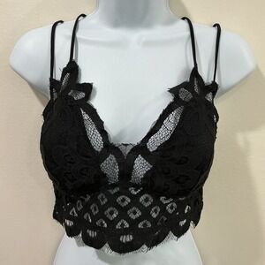 Zenana Lace‎ Padded Crossback Black Women Bra Women's Sz L Bralette Whimsigoth